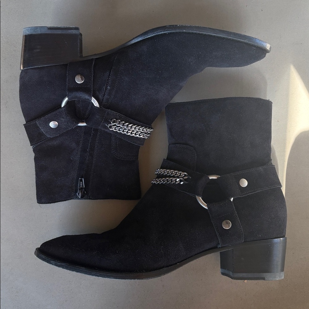 Saint Laurent Black Suede Wyatt Boots 39.5 - Picture 3 of 8